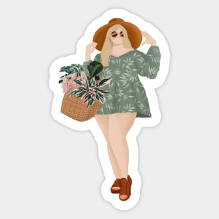 Girl Plant Shopping Sticker